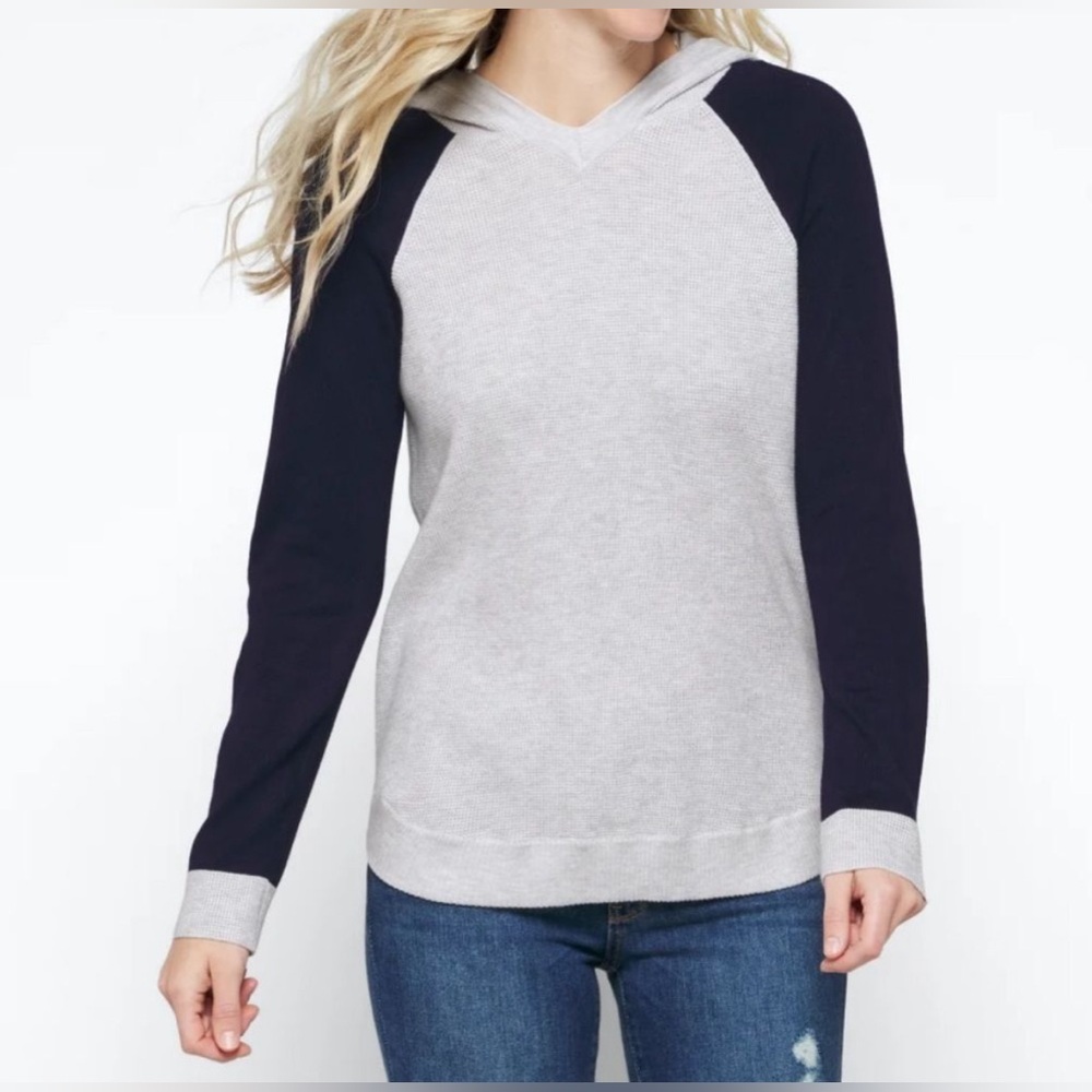Evolution By Cyrus Gray & Navy Spofford Color Block Hooded Sweater Size Medium
